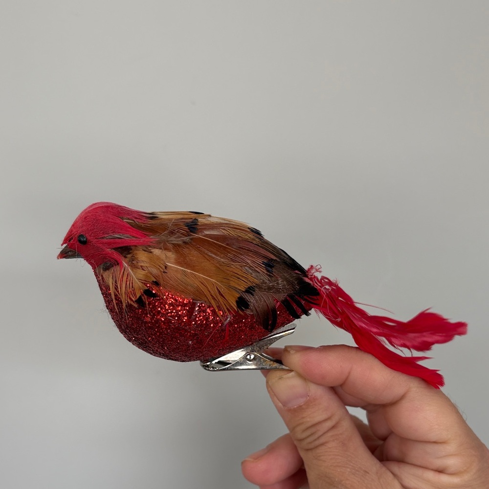 Red and Brown Decorative Bird Clip